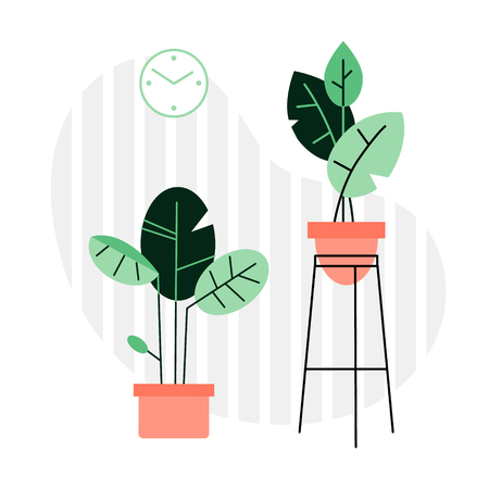 A collection of indoor plants and flowersのイラスト素材