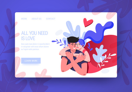 Romantic cute illustration. Love, love story, relationship. Vector design concept for Valentines Day and other users.のイラスト素材