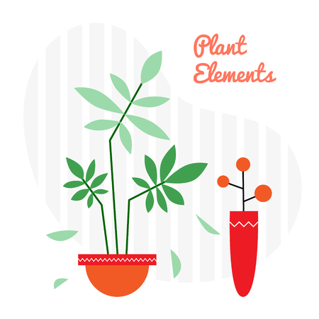 A collection of indoor plants and flowersのイラスト素材