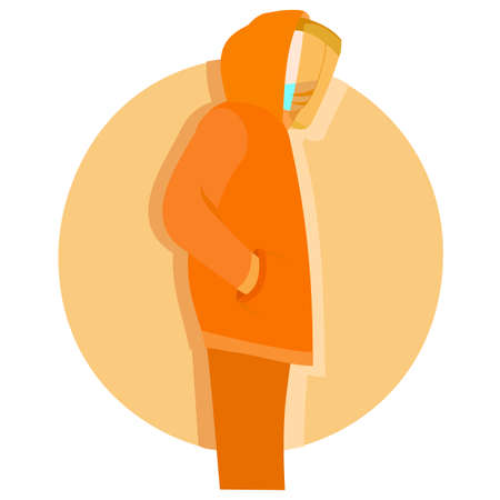 flat design of blue face mask with circle backgroundのイラスト素材