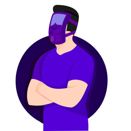 flat design of purple mask with circle  backgroundのイラスト素材