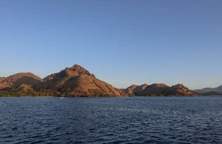 phinisi boat sailing, labuan bajo, indonesiaの写真素材