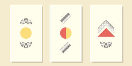 Minimal creative abstract set for wall decoration, as a postcard or brochure design, vector...