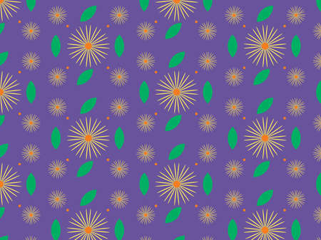Trendy Seamless Flower Pattern in Vector. with a purple background