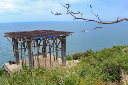 A little shack on a shoreの写真素材