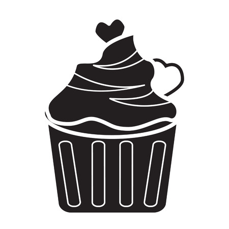 cup cake icon flat blackのイラスト素材