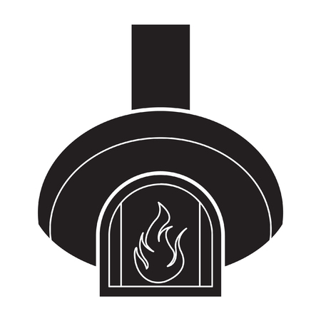 Pizza oven icon flat black.のイラスト素材