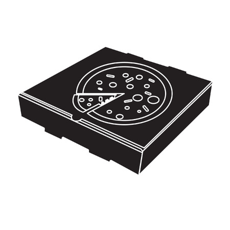 pizza box icon flat blackのイラスト素材