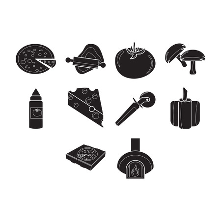 pizza icon set flat colorのイラスト素材