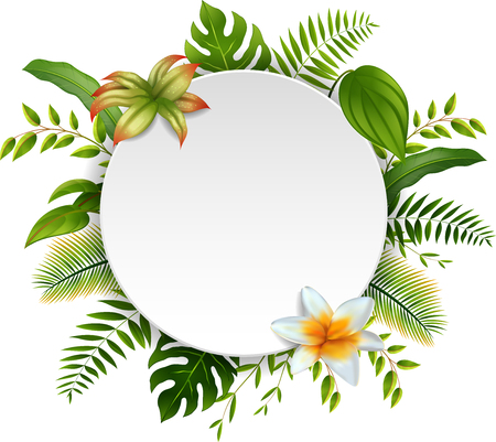 Round Sign with text space of Tropical Leavesのイラスト素材