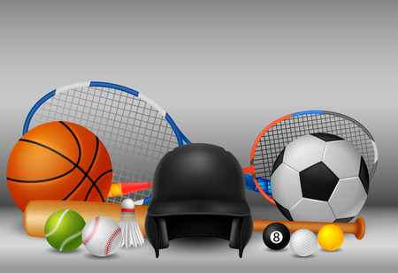 sport equipment with background white and grey colour . vector Illustrationのイラスト素材