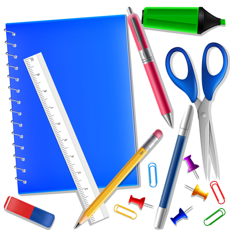 work draw sketch stationary set illustration . vector illustrationのイラスト素材