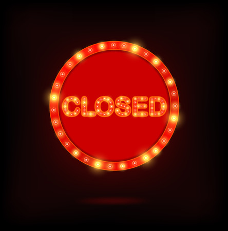 Shining retro sign closed billboard . Vector illustration.のイラスト素材