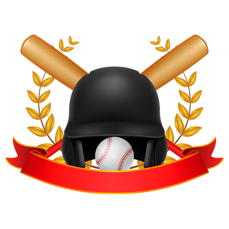 base ball Laurel Wreath with red ribbon . vector ilustrationのイラスト素材