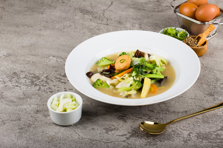 vegetables stir fry or indonesian capcay is Indo chinese fusion food at white plateの写真素材