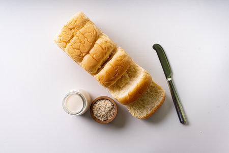 Fresh Baked brioche soft and fluffy bun white Bread or milk bread. isolated white background