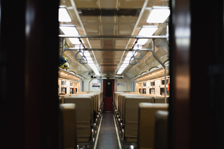 image scenery of the inside train public transportation background.の写真素材