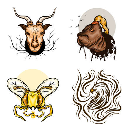 animals mascot logo set bundleのイラスト素材