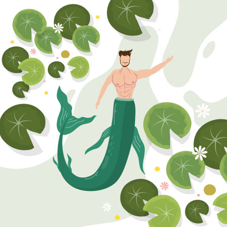 lily lake illustration vector for nature lake illustration vector backgroundのイラスト素材