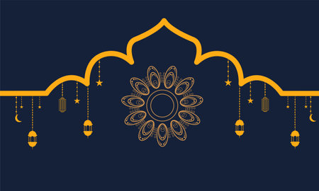 ramadan kareem card with flower and lanterns vector illustration designのイラスト素材