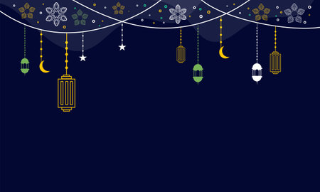 ramadan kareem eid-al fitr poster template with ornament lettern and mosque vector background designのイラスト素材