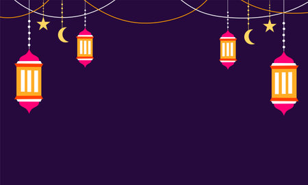 ramadan kareem eid-al fitr poster template with ornament lettern and mosque vector background...