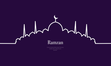ramadan kareem eid-al fitr poster template with ornament lettern and mosque vector background design&#xD;&#xA;for background and landing page ramadan eventのイラスト素材