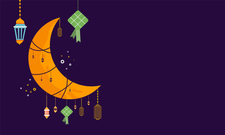 ramadan kareem eid-al fitr poster template with ornament lettern and mosque vector background design&#xD;&#xA;for background and landing page ramadan eventのイラスト素材