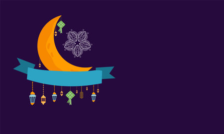 ramadan kareem eid-al fitr poster template with ornament lettern and mosque vector background design&#xD;&#xA;for background and landing page ramadan eventのイラスト素材