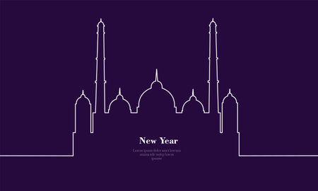 ramadan kareem eid-al fitr poster template with ornament lettern and mosque vector background design&#xD;&#xA;for background and landing page ramadan eventのイラスト素材
