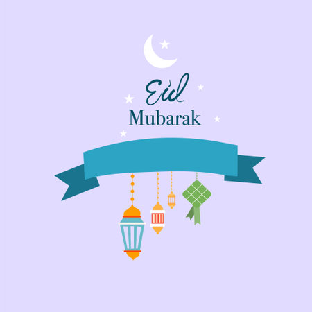ramadan kareem eid-al fitr poster template with ornament lettern and mosque vector background designのイラスト素材