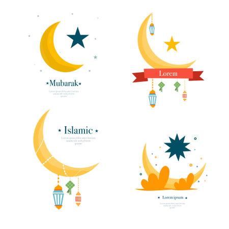 ramadan kareem eid-al fitr poster template with ornament lettern and mosque vector background designのイラスト素材
