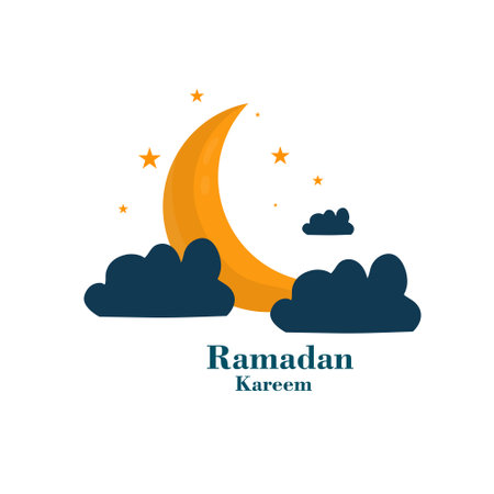 ramadan kareem eid-al fitr poster template with ornament lettern and mosque vector background designのイラスト素材
