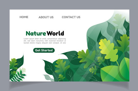 Natural World Website Template. Flat Design. Vector Illustration EPS10のイラスト素材