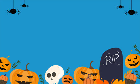 vector halloween background in flat design for happy halloween event trick and treatのイラスト素材