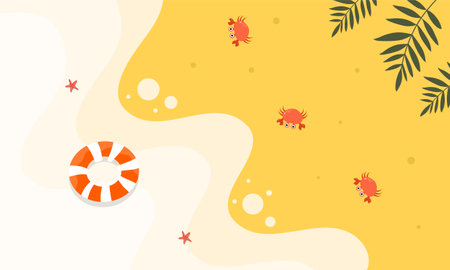 summer illustration vector day for summer time background and summer vibes, tropical beach backgroundのイラスト素材