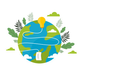 world environment day and earth day with green earth concept illustration vectorのイラスト素材