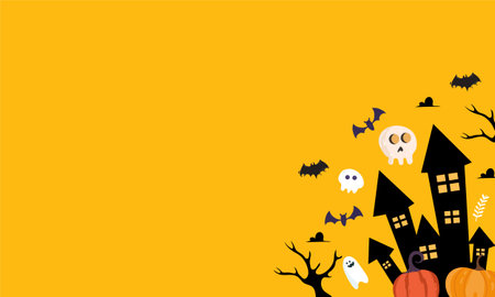 vector halloween background in flat design for happy halloween event trick and treatのイラスト素材