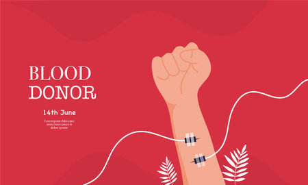 world blood donor day illustration vector, banner landing page poster for blood donor day vectorのイラスト素材
