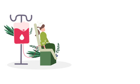 Blood donation concept. Vector illustration in flat style. Donate blood concept.のイラスト素材