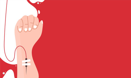Blood donation concept. Vector illustration in flat style with copy space.のイラスト素材