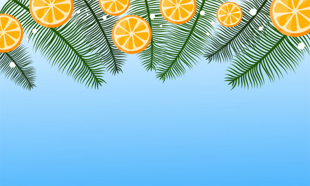 summer illustration vector day for summer time background and summer vibes, tropical beach backgroundのイラスト素材