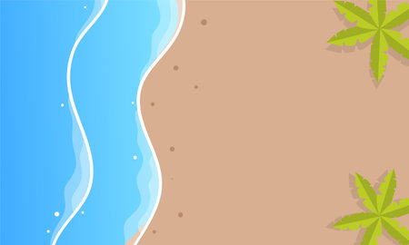 summer illustration vector day for summer time background and summer vibes, tropical beach backgroundのイラスト素材