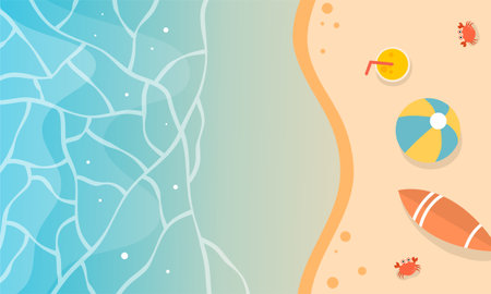 summer illustration vector day for summer time background and summer vibes, tropical beach backgroundのイラスト素材