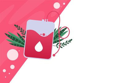 Blood donation vector illustration in flat design style. Donate blood concept.のイラスト素材