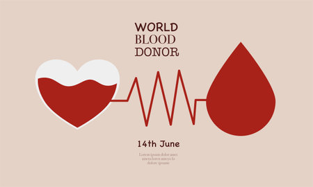 world blood donor day illustration vector, banner landing page poster for blood donor day vectorのイラスト素材