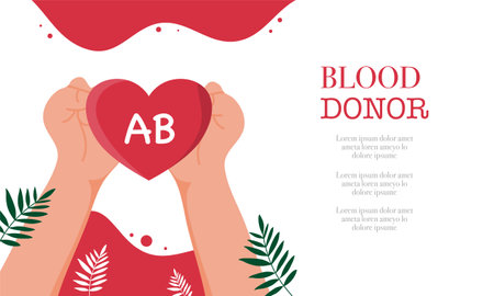 world blood donor day illustration vector, banner landing page poster for blood donor day vectorのイラスト素材
