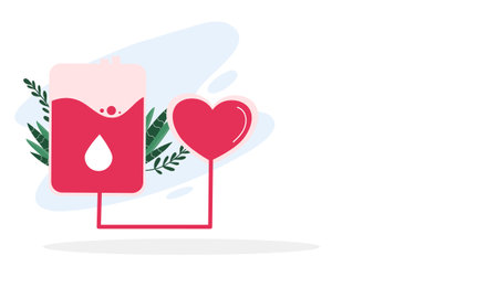 Blood donation concept with drop of blood and heart. Vector illustration.のイラスト素材