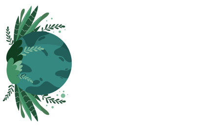 Earth Day. Vector illustration of the planet with leaves and branches.のイラスト素材