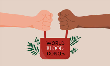 world blood donor day illustration vector, banner landing page poster for blood donor day vectorのイラスト素材